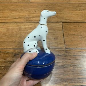 White Blue Staffordshire Dog Trinket Dish Replica